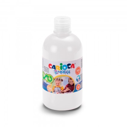 Tempera Carioca Flacone 500ml - Colori Super Lavabili - Facili da Miscelare - Applicabili su Materiali Porosi - Elevata Opacità - Colore Bianco