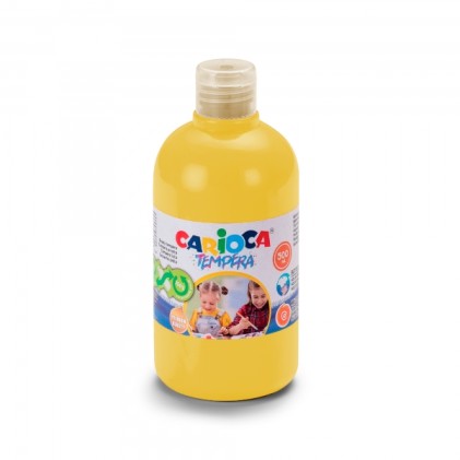 Tempera Carioca Flacone 500ml - Colori Super Lavabili - Facili da Miscelare - Applicabili su Materiali Porosi - Elevata Opacit&agrave; - Colore Giallo