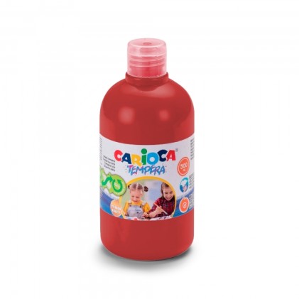 Tempera Carioca Flacone 500ml - Colori Super Lavabili - Facili da Miscelare - Applicabili su Materiali Porosi - Elevata Opacit&agrave; - Colore Rosso