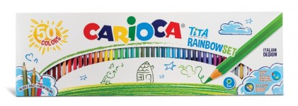 Carioca Tita Rainbow Set Confezione da 50 Matite Colorate Esagonali - Mina da 3 mm - Colori Brillanti e Lavabili - Scrittura Morbida - Colori Assortiti