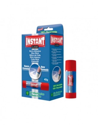 Colla stick istantanea classica da 40 gr - Adatta ai bambini e/o all'uso domestico - Lavabile - Senza solventi