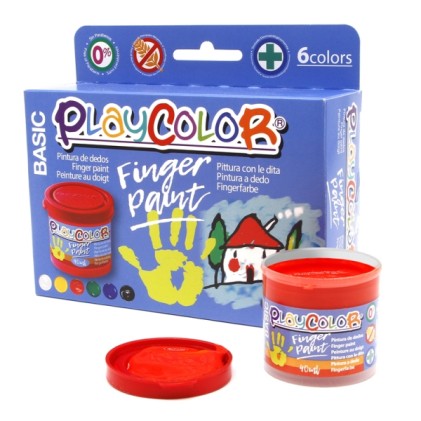 PlayColor Basic Finger Paint Confezione da 6 flaconi di pittura a dita da 40 ml - Dermatologicamente testati - Asciugatura rapida - Senza solventi - Alta viscosit&agrave; - Alta opacit&agrave; - Colori assortiti