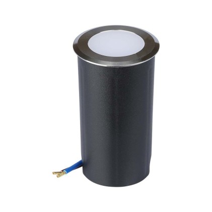 V-TAC Faretto LED Segnapasso a Cilindro da Interramento 1W Colore Argento 12V 3000K IP67 Driver non Incluso