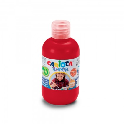 Tempera Carioca Flacone 250ml - Colori Super Lavabili - Facili da Miscelare - Applicabili su Materiali Porosi - Elevata Opacità - Colore Rosso