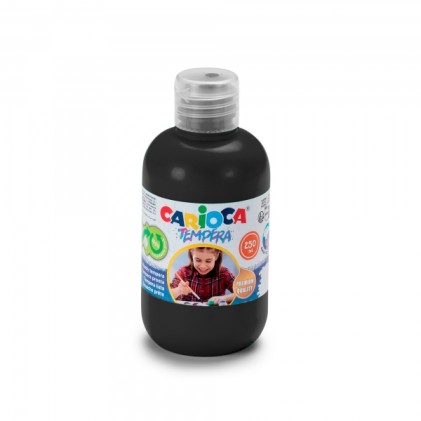 Tempera Carioca Flacone 250ml - Colori Super Lavabili - Facili da Miscelare - Applicabili su Materiali Porosi - Elevata Opacità - Colore Nero
