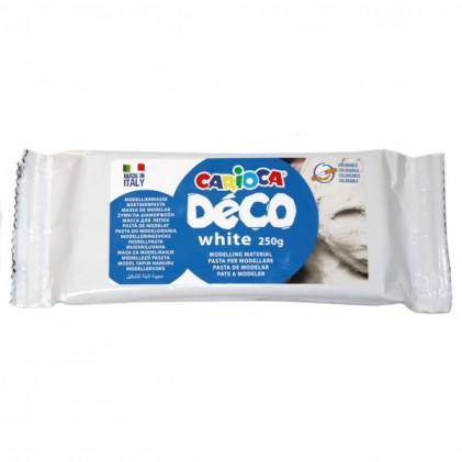 Pasta Modellante Carioca 250gr - Adatta a Tutte le Tecniche di Modellazione - Indurisce all'Aria - Facile da Stendere - Applicabile su Qualsiasi Supporto - Colore Bianco