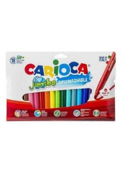 Carioca Jumbo Pack da 18 pennarelli - Punta da 6 mm - Super lavabili - Colori assortiti
