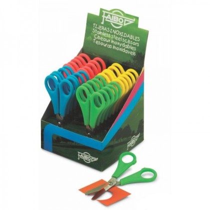 Faibo Espositore da 20 forbici per la scuola 13cm - Punta tonda - Acciaio inossidabile - Colori assortiti