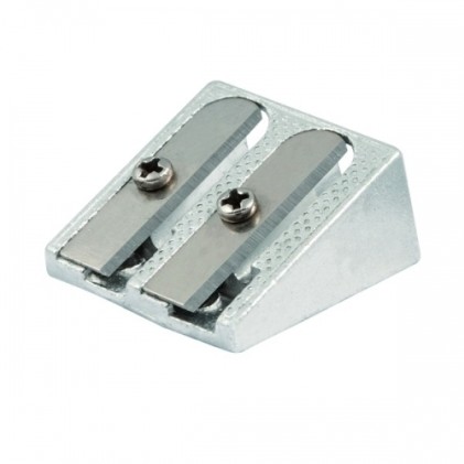 Temperamatite in metallo Faibo a 2 fori per matite fino a 10 mm - Forma a cuneo - Colore alluminio