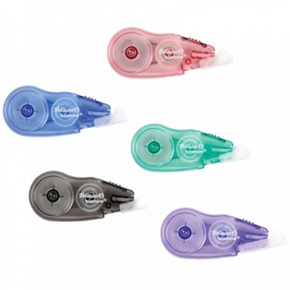 Pelikan Fancy Roller Mini Corrector 5mmx6m - Tappo per proteggere la punta - Vite di regolazione - Impugnatura ergonomica in gomma - Colori assortiti - 301961