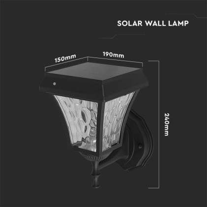 V-TAC PRO Lampada LED Solare Samsung da Muro Colore Nero Opaco 3in1 IP65