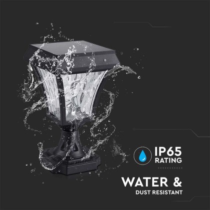 V-TAC PRO Lampione LED Solari da giardino Colore Nero Opaco 3in1 IP44