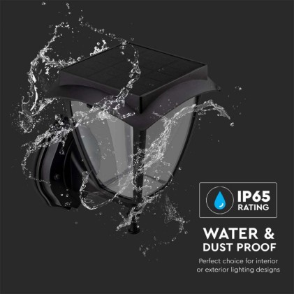 V-TAC PRO Lampada LED Solare Samsung da Muro Colore Nero Opaco 3000K+6000K IP65