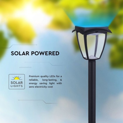 V-TAC PRO Lampada LED Solare Samsung da giardino con Palo Colore Nero Opaco 3000K+6000K IP65