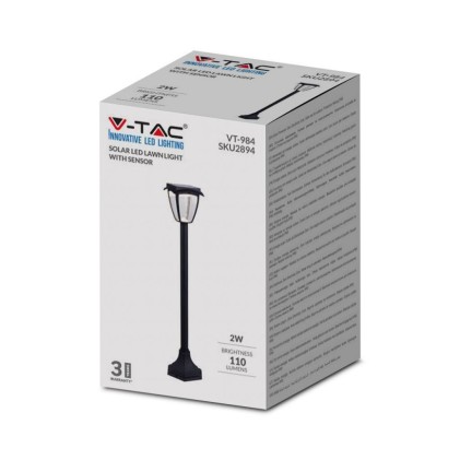 V-TAC PRO Lampada LED Solare Samsung da giardino con Palo Colore Nero Opaco 3000K+6000K IP65