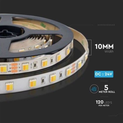 V-TAC Strip LED SMD2835 14W/m 5m 120 LED/m 24V 3IN1 IP20 10mm