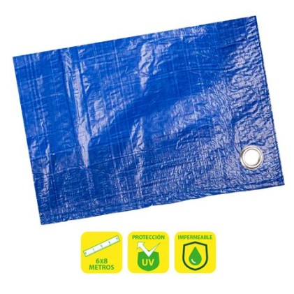 Sungarden Tenda da sole / Telo con occhielli in metallo 6x8m - Blu