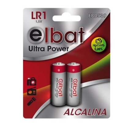 Elbat Confezione da 2 batterie alcaline LR1 - Vari colori