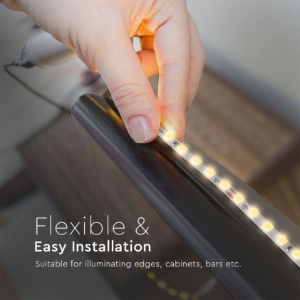 V-TAC Strip LED SMD2835 9W/m 5m 128 LED/m 24V 3000K IP20 4mm