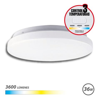 Plafoniera LED rotonda Elbat 36W - 3600Lm - Selettore a 3 temperature - Bianco