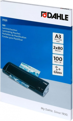 Dahle Confezione da 100 buste di laminazione lucida A3 - 80 micron - Alta qualit&agrave; - Trasparenti