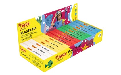 Jovi Espositore da 15 Tavolette di Plastilina 150gr - Colori Base - 100% Vegetale - Molto Modellabile - Non Secca - Colori Miscelabili - Colori Assortiti