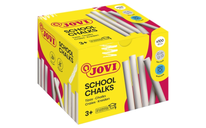 Jovi Classcolor Confezione da 100 gessetti bianchi antipolvere - Compatti - Antipolvere - Materie prime naturali - Linee chiare - Facili da cancellare - Resistenti - Rotondi - Bianchi