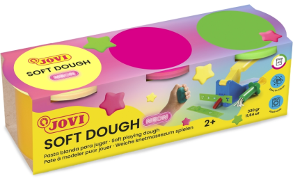 Jovi Soft Dough Blandiver Confezione da 3 barattoli da 110 g - Morbidi e flessibili - Facili da impastare e modellare - Ideali per iniziare a modellare - Colori neon assortiti