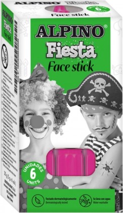 Alpino Fiesta Face Stick Pack con 6 stick di pittura per il viso - Sistema rotante retrattile - Si lava con acqua - Dermatologicamente testato - Rosa