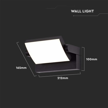 V-TAC Lampada LED da Muro Rettangolare 17W 120LM/W Colore Nero Ruotabile 3000K IP65