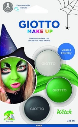Giotto Make Up Witch Pack con 3 trucchi viso a tema strega - Si risciacqua con acqua - Dermatologicamente testato - Colori assortiti