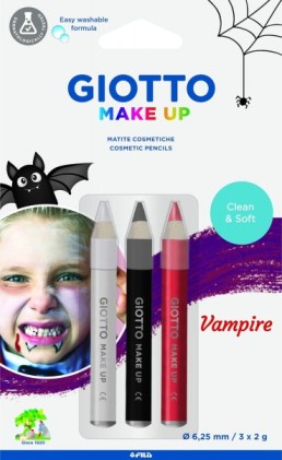 Giotto Make Up Vampire Pack con 3 matite cosmetiche a tema vampiro - Lavabili con acqua - Dermatologicamente testati - Colori assortiti
