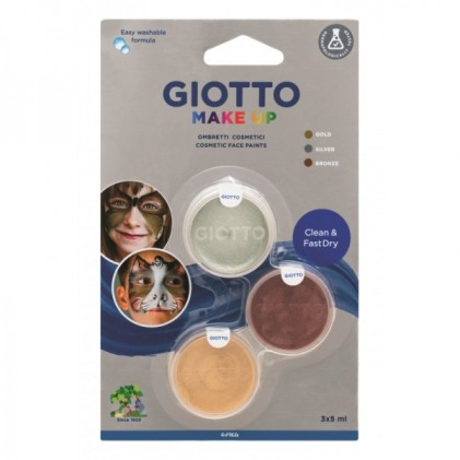 Giotto Make Up Metallic Pack con 3 trucchi per il viso - Lavabili con acqua - Dermatologicamente testati - Colori metallizzati assortiti