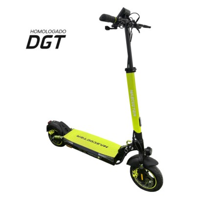 Monopattino elettrico Mascooter S4 Motore da 600 W - Approvato DGT - Autonomia fino a 25 km - Carico massimo 120 kg - Ruote da 10" - Colore nero/giallo