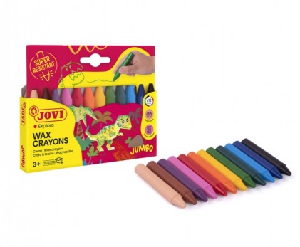 Jovi Jumbo Case da 12 pastelli a cera arrotondati - Durevoli - Antimacchia - Colori assortiti