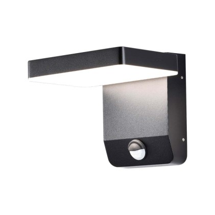 V-TAC Lampada LED da Muro Quadrata 17W 150LM/W con Sensore Colore Nero 4000K IP65