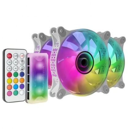 Ventole Mars Gaming MF-3DKIT ARGB Infinity Mirror - 220 effetti - Controller avanzato - Illuminazione a 360&deg; - Compatibili con schede madri ARGB - Bianco