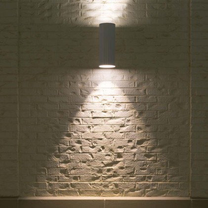 V-TAC Portafaretto LED Doppio da Muro Rotondo 2*GU10 e GU5.3 (MR16) Colore Bianco Opaco IP54