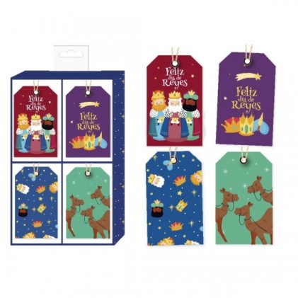 Bismark Confezione da 24 Etichette Regalo - 4 Disegni Natalizi - Include Cordoncino