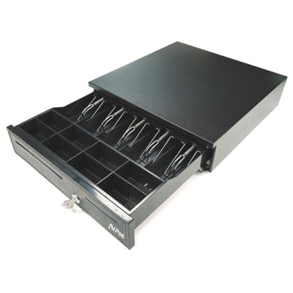 Cassetto automatico per contanti AVPos CASH-U280 41 cm - 5 posizioni per banconote - 8 posizioni per monete - RJ11 - Colore nero