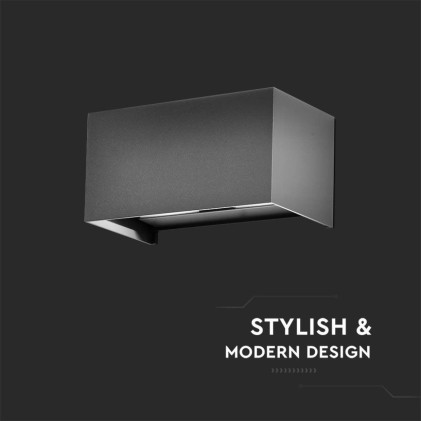 V-TAC Lampada LED Da Muro Rettangolare 24W 110LM/W con Doppio Fascio Luminoso Colore Grigio 4000K IP65