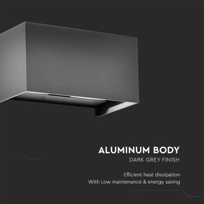 V-TAC Lampada LED Da Muro Rettangolare 24W 110LM/W con Doppio Fascio Luminoso Colore Grigio 4000K IP65