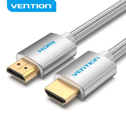 Cavo HDMI 2.0 Vention - Intrecciato in tessuto - Contatti dorati - Supporta 4K, HDR, 3D - Schermato - Argento