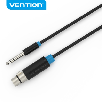 Cavo audio Vention - Jack da 6,5 ​​mm a XLR - Connettore stereo - Materiale in PVC resistente - Alta qualità del suono - Nero