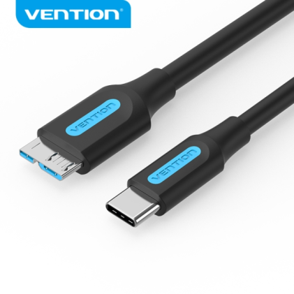 Vention Cable USB 3.0 C-Micro-B Transmision 5Gbps - Conductor Cobre Estaсo - Carcasa PVC - Color Negro
