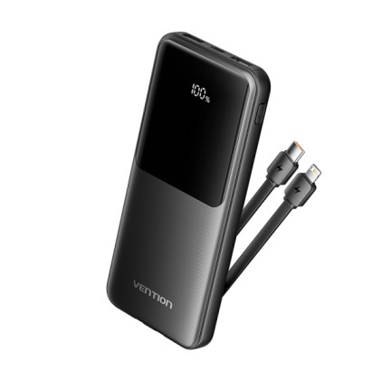 Vention Power Bank 10.000 mAh - Interfacce USB multiple - Ricarica rapida - Uscita totale 3A - Colore nero