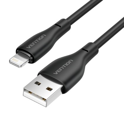 Cavo di ricarica USB-A/Lightning Vention - TPE resistente - Trasferimento 480 Mbps - Potenza 2 A - Potenza massima 10 W - Nero