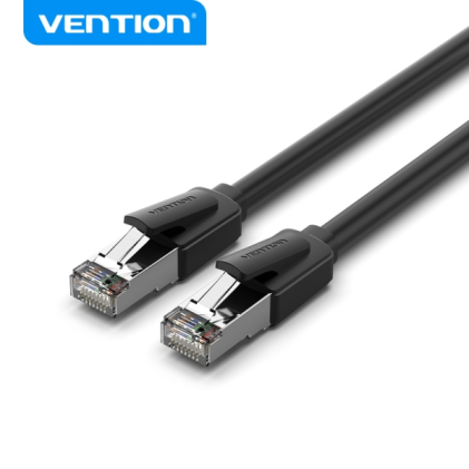 Cavo Ethernet Vention Cat8 - Velocit&agrave; 40 Gbps - Larghezza di banda 2000 MHz - Bassa latenza - Connettori nichelati - Nero