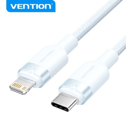 Cavo di ricarica USB-C/Lightning Vention - Alluminio e cotone intrecciato - 480 Mbps - 3 A - 27 W Max - Blu
