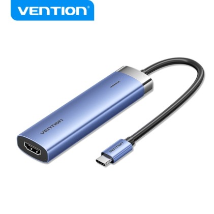 Vention T6E Hub USB-C 5 in 1 - Trasferimento 5 Gbps - Display 4K - Ricarica rapida 100 W - Blu